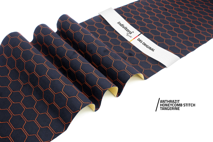 indivitara® Premium Stitch - selbstklebender Mikrofaserstoff Premium mit echten Nähten - Meterware - verschiedene Farben
